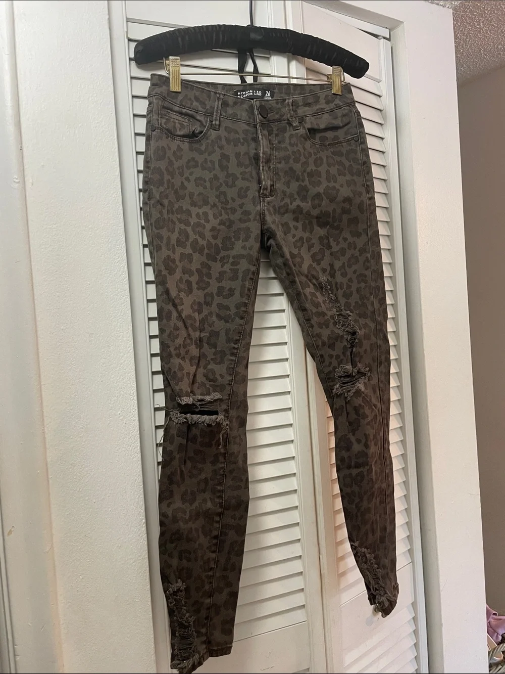 Design Lab Lord & Taylor Leopard Print Skinny Jeans - Brown